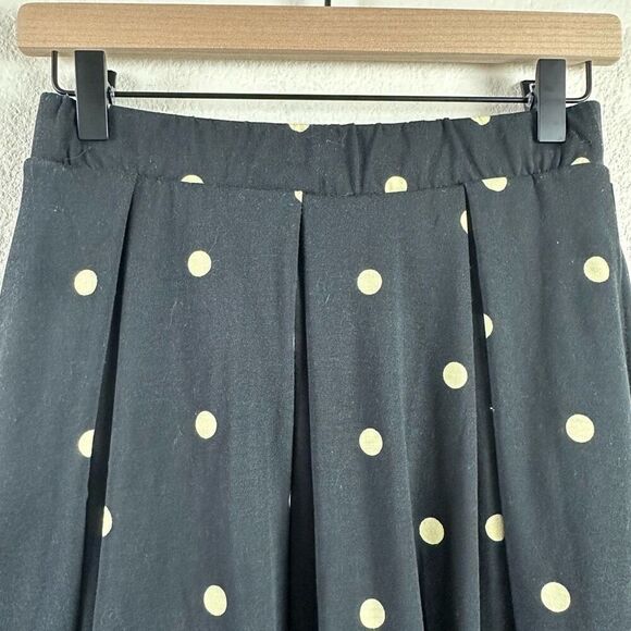 LuLaRoe Womens S Box Pleat Midi Skirt Black White Polka Dot Print Mod Rockabilly - Picture 3 of 9